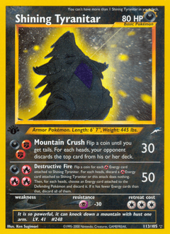 Shining Tyranitar Pokemon card being scanned
