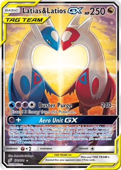 Pokémon-Karte Latias & Latios-GX beim Scannen