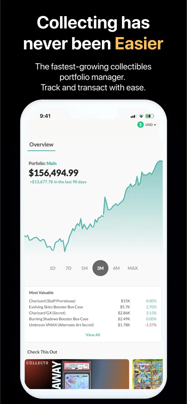 Collectr app portfolio view with collection value