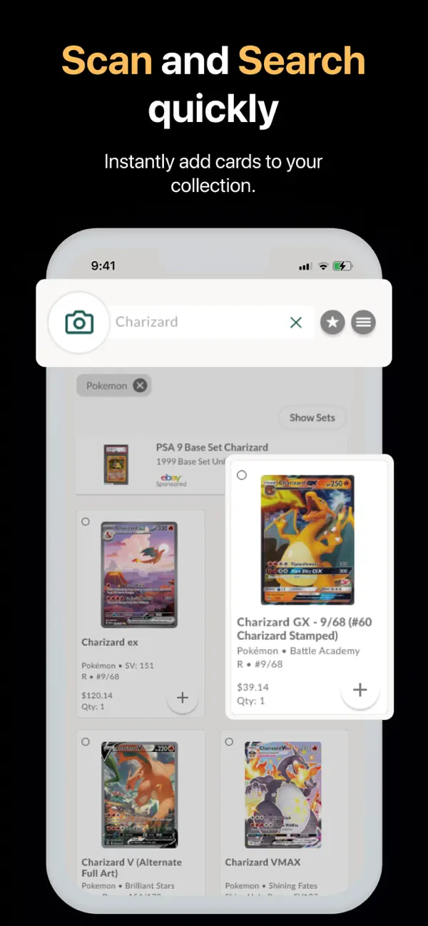 Collectr card scanning screen