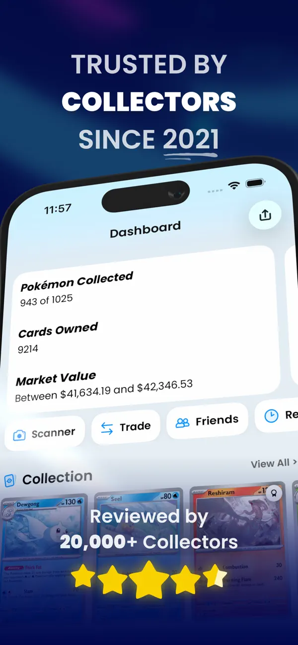 Dex app card browsing interface