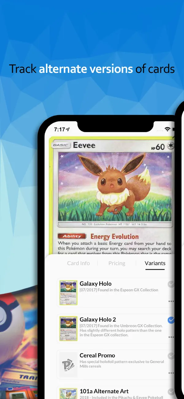 Pokellector want list screen
